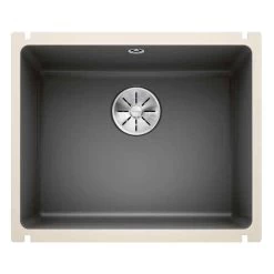 Blanco SUBLINE 500-U 1 Bowl Undermount Ceramic Kitchen Sink With Manual InFino Waste - Basalt - 523739