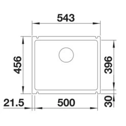 Blanco SUBLINE 500-U 1 Bowl Undermount Ceramic Kitchen Sink With Manual InFino Waste - Black - 523740 -Kitchen Sale Shop blanco subline 523740 dimensions