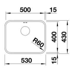 Blanco SUPRA 500-U 1 Bowl Undermount Stainless Steel Kitchen Sink - Brushed Finish - 452615 -Kitchen Sale Shop blanco supra 452615 dimensions