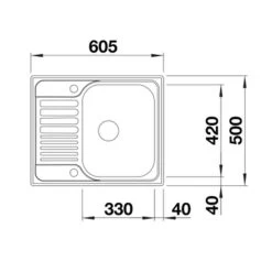 Blanco TIPO 45 S Mini 1 Bowl Inset Stainless Steel Reversible Kitchen Sink - 456467 -Kitchen Sale Shop blanco tipo 456467 dimensions