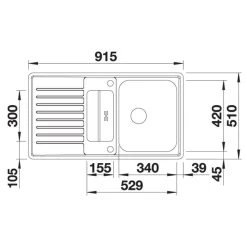 Blanco Classic Pro 5S-IF Stainless Steel 1 Bowl Inset Reversible Kitchen Sink With Drain Remote Control - Satin Polish - 523663 -Kitchen Sale Shop blanco 523663 dimensions