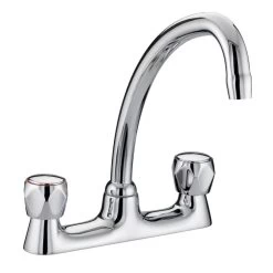 Bristan Value Club Budget Deck Sink Mixer Chrome With Metal Heads - VAC BDSM C MT