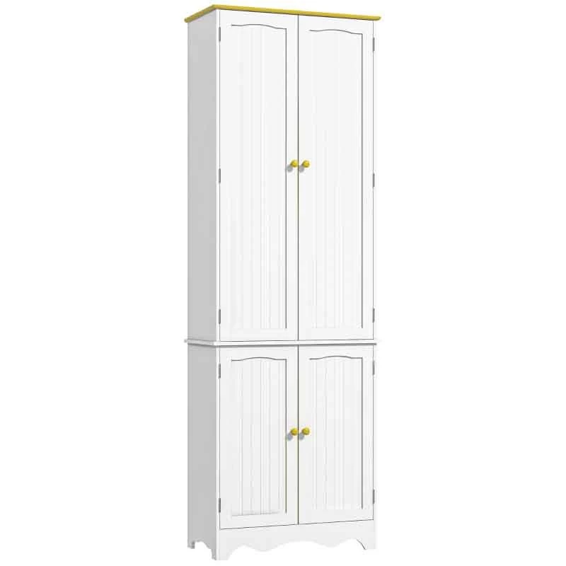 HOMCOM 4-Door Freestanding Kitchen Storage Unit - White - 835-663BN 6 HOMCOM 4-Door Freestanding Kitchen Storage Unit - White - 835-663BN - Image 5