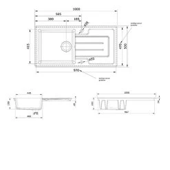Rangemaster Austell 1 Bowl Fire Clay Ceramic Kitchen Sink - White - CAU10101WH/ -Kitchen Sale Shop c a cau10101wh 3
