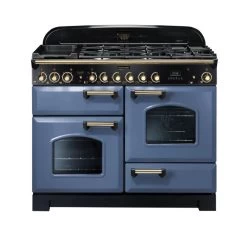Rangemaster Classic Deluxe 110 Dual Fuel Stone Blue/Brass - CDL110DFFSB/B