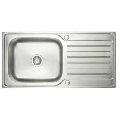 Prima Deep 1 Bowl & Drainer Inset Polished Steel Kitchen Sink - CPR030