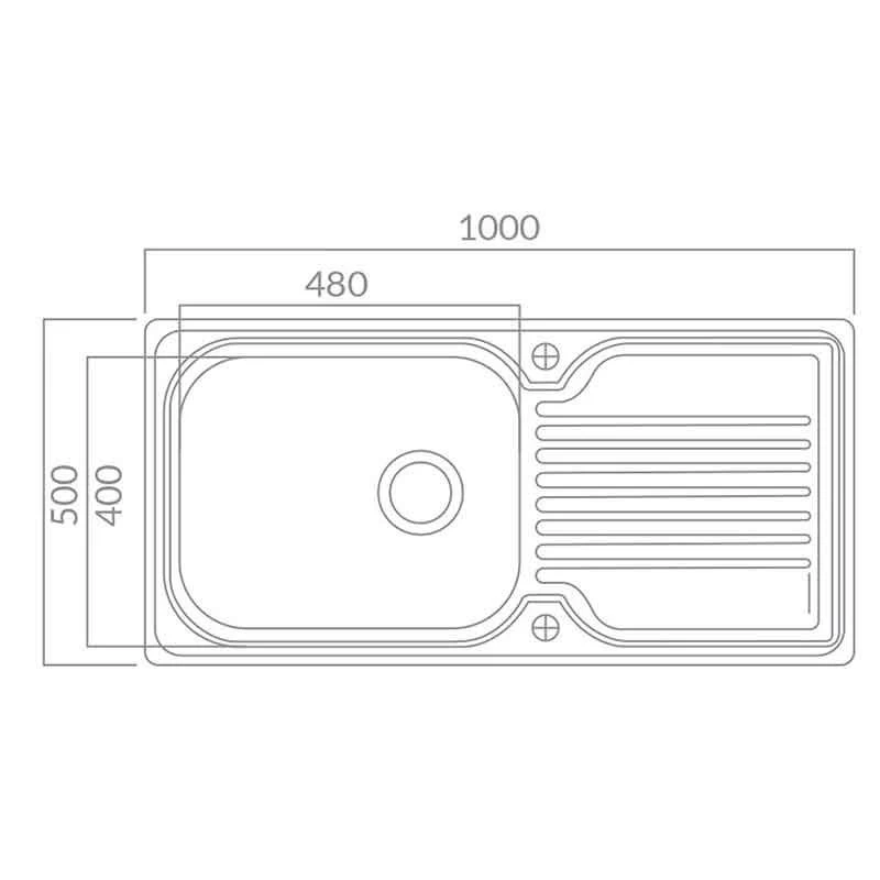 Prima Deep 1 Bowl & Drainer Inset Polished Steel Kitchen Sink - CPR030 4 Prima Deep 1 Bowl & Drainer Inset Polished Steel Kitchen Sink - CPR030 - Image 2