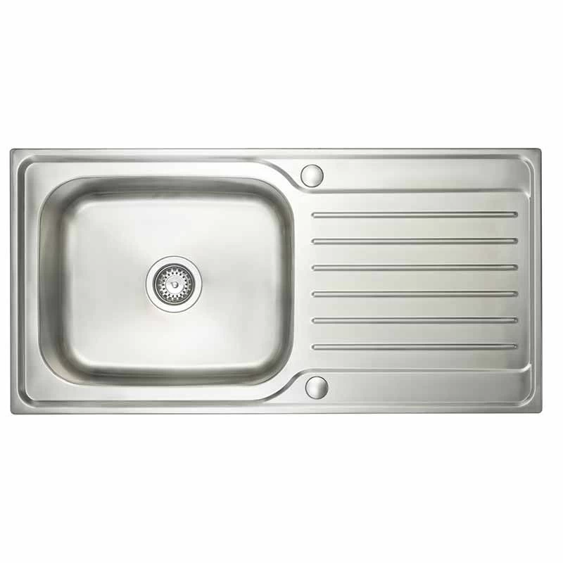 Prima Deep 1 Bowl & Drainer Inset Polished Steel Kitchen Sink - CPR030 3 Prima Deep 1 Bowl & Drainer Inset Polished Steel Kitchen Sink - CPR030