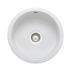 Rangemaster Rustique 445x445 1 Bowl Fire Clay Ceramic Kitchen Sink - White - CRUB385WH/