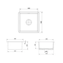 Rangemaster Rustique 462x462 1 Bowl Fire Clay Ceramic Kitchen Sink - White - CRUB4040WH/ -Kitchen Sale Shop c r crub4040wh 3