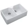 Rangemaster Classic Belfast Double Bowl Ceramic Kitchen Sink - White - CDB800WH/ -Kitchen Sale Shop cdb800wh 2
