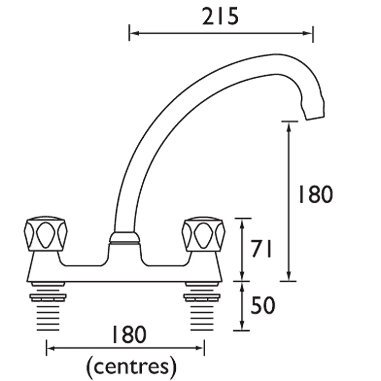 Bristan Value Club Budget Deck Sink Mixer Chrome With Metal Heads - VAC BDSM C MT 4 Bristan Value Club Budget Deck Sink Mixer Chrome With Metal Heads - VAC BDSM C MT - Image 2