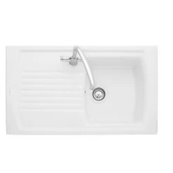 Rangemaster Tenby 1 Bowl Fire Clay Ceramic Kitchen Sink - White - CTE8501WH/
