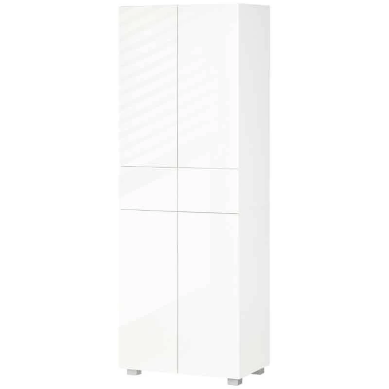 HOMCOM Modern 4-Door Freestanding Kitchen Storage Unit - White - 835-612 4 HOMCOM Modern 4-Door Freestanding Kitchen Storage Unit - White - 835-612 - Image 2