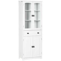 HOMCOM Freestanding Glass Door Kitchen Cabinet - White - 835-926V80WT -Kitchen Sale Shop dq5574189c00fdef7.jpg