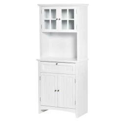 HOMCOM Tall Freestanding Kitchen Cabinet With Countertop - White - 835-343 -Kitchen Sale Shop e79daa188fbae3c6c.jpg