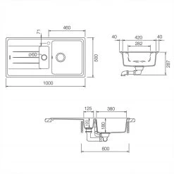 Rangemaster Elements 1.5 Bowl Igneous Granite Kitchen Sink - Ash Black - ELE1052AS/ -Kitchen Sale Shop e l ele1052as 5