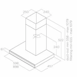 Elica Adéle 90cm Chimney Cooker Hood - Stainless Steel - ADELE-BLK-SS-90 -Kitchen Sale Shop e l elica adele blk ss 90 3