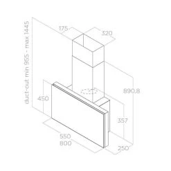 Elica Plat 55cm Chimney Cooker Hood - White Glass - PRF0165707 -Kitchen Sale Shop e l elica plat wh 55 4