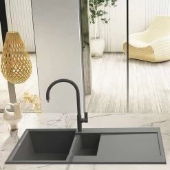 Reginox EASY 475 Elleci 1.5 Bowl Granite Kitchen Sink - Titanium - EASY 475 TT -Kitchen Sale Shop easy 475 tt lifestyle