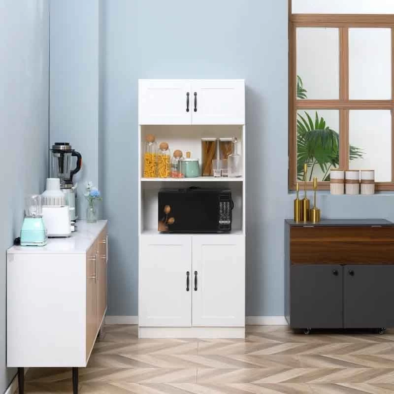 HOMCOM 5-Tier Kitchen Storage Unit With Countertop - White - 835-684V00WT 7 HOMCOM 5-Tier Kitchen Storage Unit With Countertop - White - 835-684V00WT - Image 5