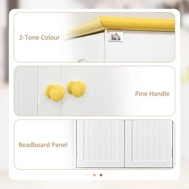 HOMCOM 4-Door Freestanding Kitchen Storage Unit - White - 835-663BN 7 HOMCOM 4-Door Freestanding Kitchen Storage Unit - White - 835-663BN - Image 6