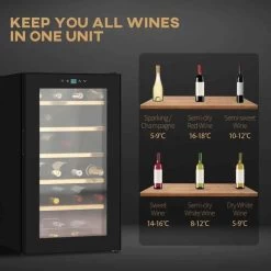 HOMCOM 24 Bottles Wine Cooler With Touch Screen Control - Black - 800-150V70 -Kitchen Sale Shop eyyfa818a831ce8b5.jpg