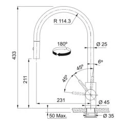 Franke Eos Neo Pull-Out Nozzle Tap - Gold - 115.0689.094 -Kitchen Sale Shop f r franke eos 1150689094 dimensions