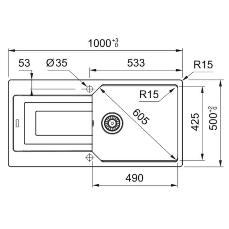 Franke Urban 1 Bowl Inset Fragranite Kitchen Sink Reversible UBG 611-100 - Oyster - 114.0689.388 4 Franke Urban 1 Bowl Inset Fragranite Kitchen Sink Reversible UBG 611-100 - Oyster - 114.0689.388 - Image 2