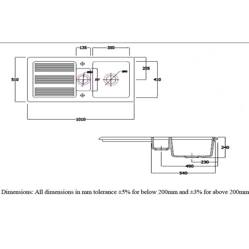 RAK Ceramics Gourmet Sink 1 - 1.5 Bowl Kitchen Sink With Reversible Drainer - GOSINK1V2 5 RAK Ceramics Gourmet Sink 1 - 1.5 Bowl Kitchen Sink With Reversible Drainer - GOSINK1V2 - Image 3
