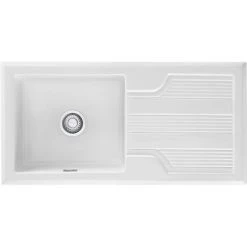 Franke Galassia 1 Bowl Ceramic Inset Kitchen Sink With Reversible Drainer GAK 611-101 - White - 124.0305.163