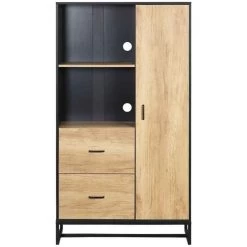 HOMCOM Freestanding Kitchen Cabinet With Soft Close Door - Natural/Black - 835-883V00ND -Kitchen Sale Shop gfsdaa18533fbcdcf.jpg