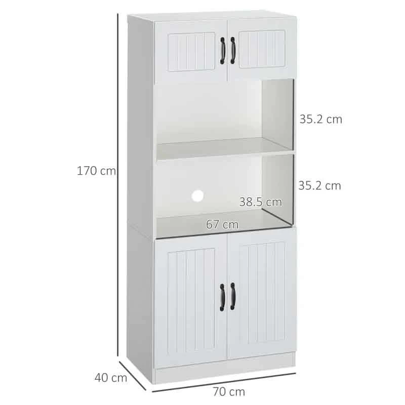 HOMCOM 5-Tier Kitchen Storage Unit With Countertop - White - 835-684V00WT 9 HOMCOM 5-Tier Kitchen Storage Unit With Countertop - White - 835-684V00WT - Image 7
