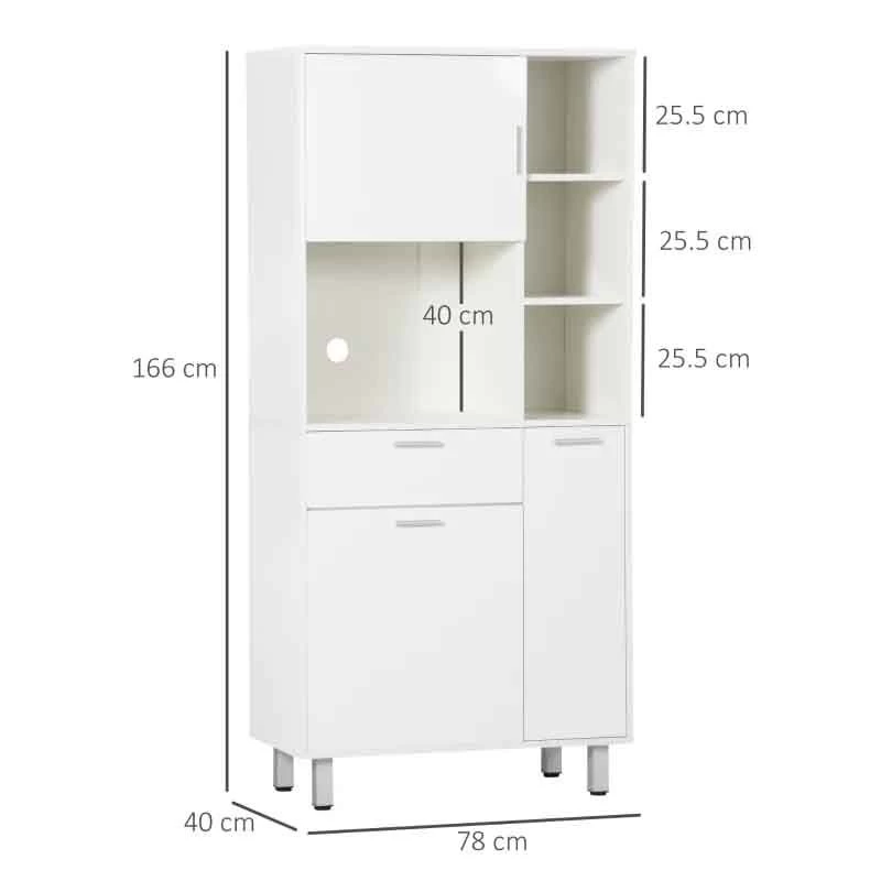 HOMCOM Modern Freestanding Kitchen Cabinet With Shelves - White - 835-696V00WT 7 HOMCOM Modern Freestanding Kitchen Cabinet With Shelves - White - 835-696V00WT - Image 5