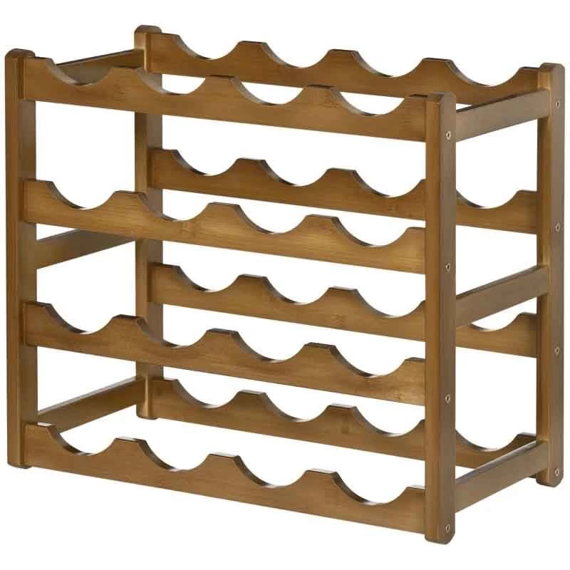 HOMCOM Freestanding Bamboo Wine Rack For 16 Bottles - Brown - 801-269V00BN 7 HOMCOM Freestanding Bamboo Wine Rack For 16 Bottles - Brown - 801-269V00BN - Image 5