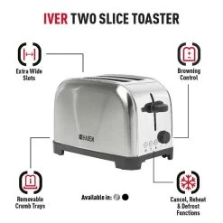 Haden Iver 2 Slice Toaster - Stainless Steel - 206466 -Kitchen Sale Shop h a haden iver 206466 2