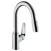 Hansgrohe Focus M42 EcoSmart Single Lever Kitchen Mixer Tap 180 With Pull-Out Spray 2 Spray Modes - Chrome - 71862000