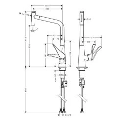 Hansgrohe Metris Select M71 Single Lever Kitchen Mixer Tap With Pull-Out Spray 2 Spray Modes - Stainless Steel - 73820800 -Kitchen Sale Shop h a hansgrohe 73820800 dimensions