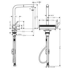 Hansgrohe Aquno Select M81 Single Lever Kitchen Mixer Tap 250 With Pull-Out Spray 2 Spray Modes - Stainless Steel - 73836800 6 Hansgrohe Aquno Select M81 Single Lever Kitchen Mixer Tap 250 With Pull-Out Spray 2 Spray Modes - Stainless Steel - 73836800 -Kitchen Sale Shop h a hansgrohe 73836800 dimensions