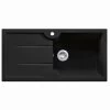 Thomas Denby Harmony XL 1 Bowl Reversible Ceramic Kitchen Sink & Drainer - Black Satin - HAR1010BL -Kitchen Sale Shop h a har1010bl