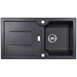 Thomas Denby Harmony XW 1 Bowl Reversible Ceramic Kitchen Sink & Drainer - Basalt Satin - HAR9110BA