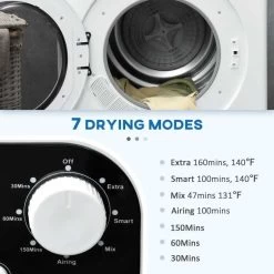 HOMCOM 6kg Vented Freestanding & Wall Mounted Tumble Dryer With 7 Programmers - White - 853-025V70WT -Kitchen Sale Shop h o 853 025v70wt homcom wall mounted tumble dryer modes