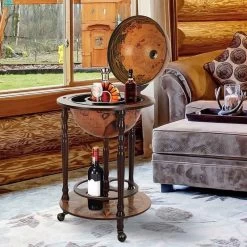 HOMCOM Globe Shaped Retro Style Drinks Cabinet - Brown - 801-041
