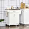 HOMCOM Wooden Freestanding Kitchen Island On Wheels - White - 801-055V01WT 2 HOMCOM Wooden Freestanding Kitchen Island On Wheels - White - 801-055V01WT -Kitchen Sale Shop h o homcom 801 055v01wt