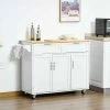 HOMCOM Kitchen Island Utility Cart - White - 801-204