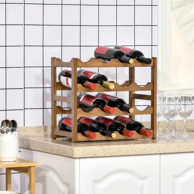 HOMCOM Freestanding Bamboo Wine Rack For 16 Bottles - Brown - 801-269V00BN 3 HOMCOM Freestanding Bamboo Wine Rack For 16 Bottles - Brown - 801-269V00BN