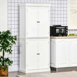 HOMCOM Freestanding Kitchen Cabinet With 4 Doors - White - 835-118V01WT