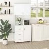 HOMCOM Freestanding Kitchen Cabinet With Open Counter - White - 835-243 1 HOMCOM Freestanding Kitchen Cabinet With Open Counter - White - 835-243 -Kitchen Sale Shop h o homcom 835 243