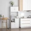 HOMCOM Modern Freestanding Kitchen Cabinet With Microwave Counter - White - 835-259 -Kitchen Sale Shop h o homcom 835 259