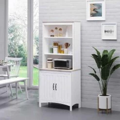 HOMCOM Freestanding Kitchen Unit With 3-Tier Shelving - White - 835-482WT